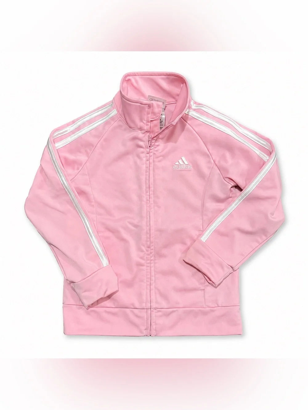 adidas Kids' Pink Track Jacket with White Stripes Size 5